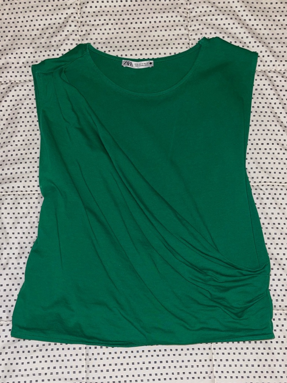 Zara Emerald Green Sleeveless Draped Tank Top